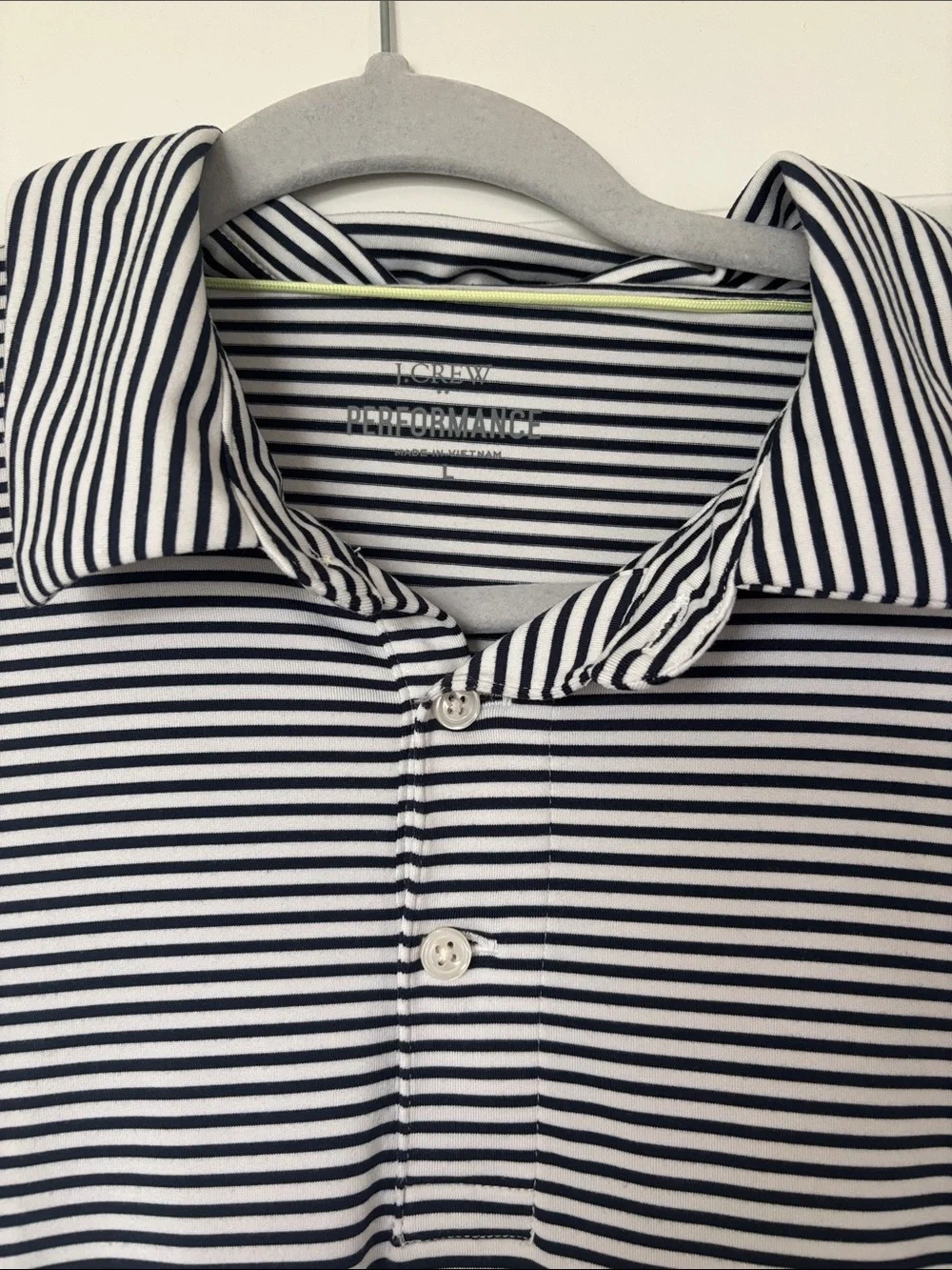 J. Crew Men's Blue & White Striped Performance Polo